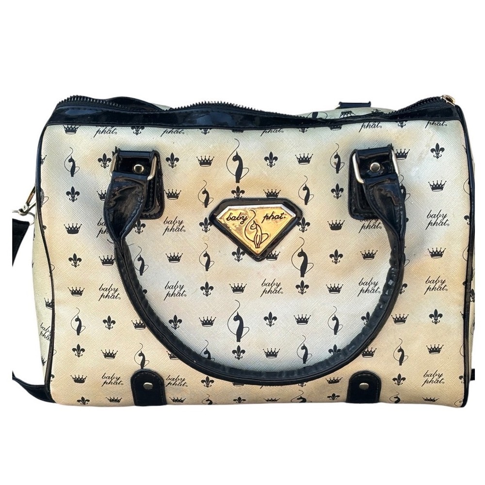 Vtg Baby Phat Y2K Satchel bag all over cat print handbag/ shoulder bag
